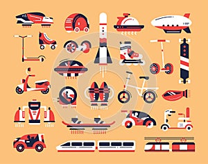 Transport - flat design icons set