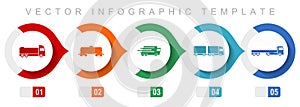 Transport flat design infographic template, miscellaneous symbols such as truck, cistern, wagon and delivery, vector icons