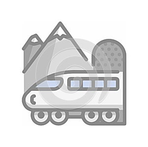 Transport flat Icon - Train with Mountain Background