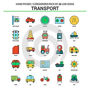 Transport Flat Line Icon Set - Business Concept Icons Design