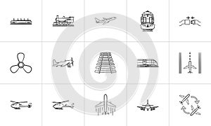 Transport hand drawn outline doodle icon set.