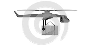 Transport helicopter, cargo transportation service vector Illustration on a white background