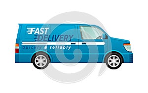 Transport. Icon of Isolated Blue Delivery Minivan
