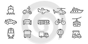 Transport icon set in flat style. Car vector collection illustration on white isolated background. Shipping