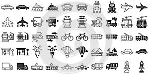 Transport icon set in flat style. Car vector collection illustration on white isolated background. Shipping transportation
