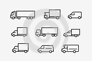 Transport icon set. Transportation in linear style. Vector illustration