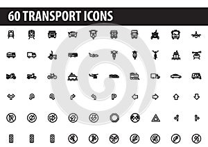 60 Transport Icons strokes