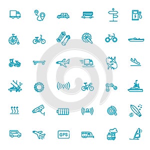 Transport icons, thin line design