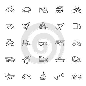 Transport icons, thin line design