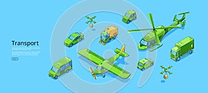 Transport isometric banner with transport modes photo