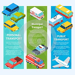 Transport Isometric Banners Vertical