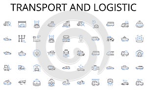 Transport and logistic line icons collection. Bartering, Exchange, Collaboration, Partnership, Swapping, Co-working