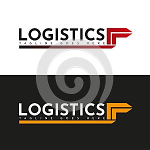 Transport Logistic Logo. With arrow moving forward for courier delivery or transportation and shipping service