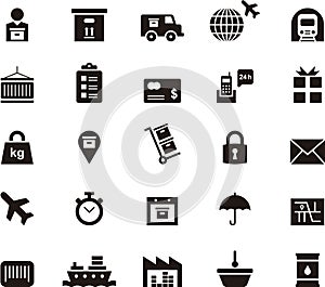 Transport, logistics and shipping icons