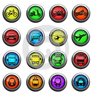 Transport mode icons set