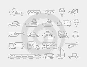 Transport neon vector icons