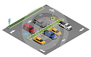 Transport parking isometric composition