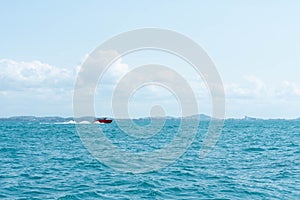 Transport people touris with boat on the blue sea, relax time on the holiday photo