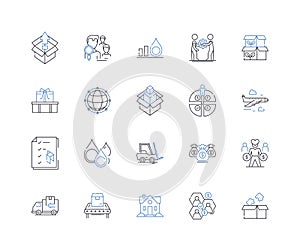 Transport providers line icons collection. Logistics, Freight, Shipping, Carriers, Haulage, Transport, Drivers vector
