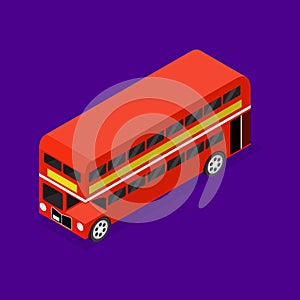 Transport Red Bus 3d Isometric View. Vector