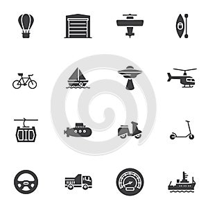 Transport related vector icons set