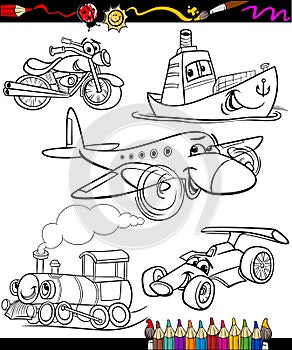 Transport set for coloring book