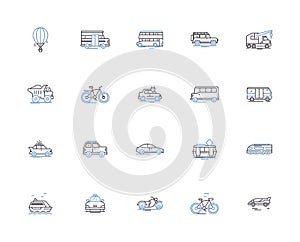 Transport set outline icons collection. Transport, Set, Vehicles, Travel, Haulage, Logistics, Wheels vector and photo