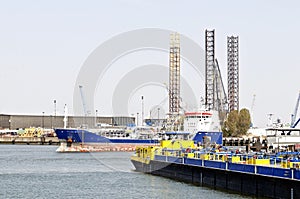 transport ships in europort harbor