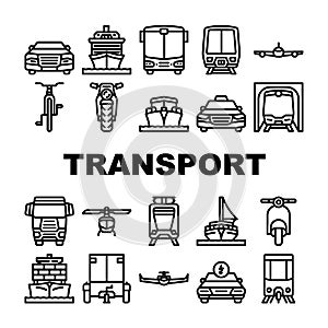 transport transportation car icons set vector
