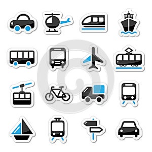 Transport, travel icons set isoalted on white