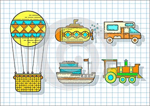 Transport for travel . Set of transport icons, vector