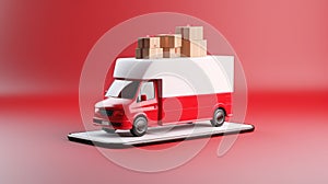 Transport truck delivery service on mobile phone. - Generative ai