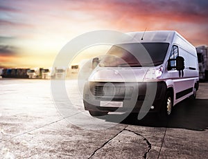 Transport truck ready to deliver packages. 3D rendering