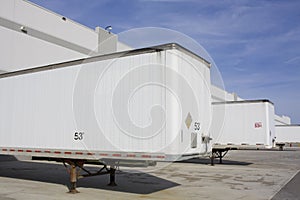 Transport truck trailers in yard