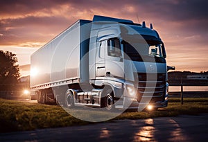 transport truck world logistics logistic earth lorry international heavy globe yellow far stance road highway composition symbolic