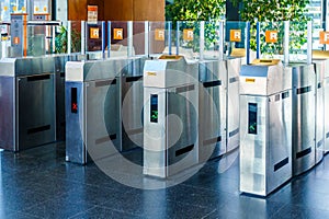 Transport turnstile, entrance and exit. red light no access