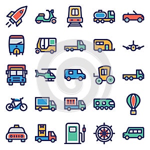 Transport Vector Icons set that can easily modify or edit