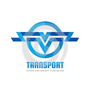 Transport - vector logo concept illustration. Abstract stripes in circle shape. Wings sign. Letter V symbol. Logistic icon.