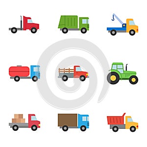 Transport and vehicle icons set. Model automobile