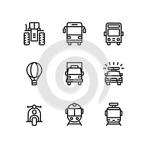 Transport, vehicle, truck and car simple vector icons for web and mobile design pack 2