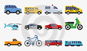 transport vehicles icon set