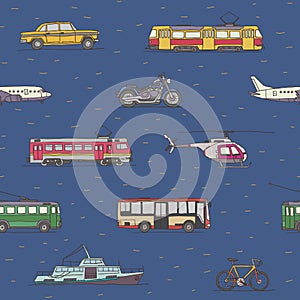 Transport vehicles seamless pattern