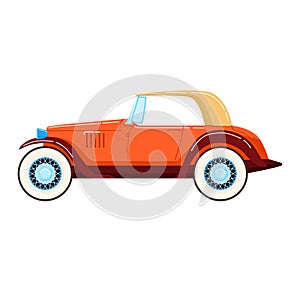 Transport vintage, travel retro car, old classic design, antique blue car isolated on white, flat style vector