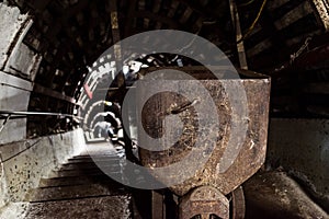 Transport wagon in underground coal mine