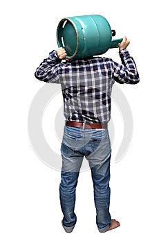 Transport worker for cooking gas tanks Lift the gas tank on your shoulder. Files can use clipping parts