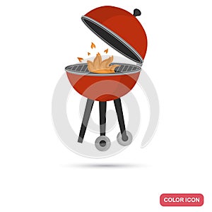 Transportable grill with fire color icon for web and mobile design photo