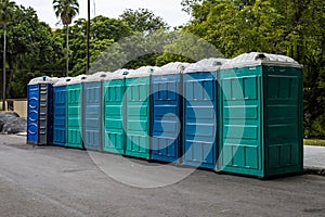 Transportable public toilet cubicle used in crowded places