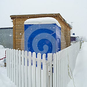 Transportable public toilet  in winter