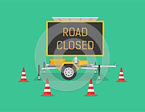 Transportable Variable Message Sign. Electronic Led road sign display.