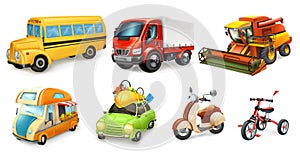 Transportation 3d vector icon set